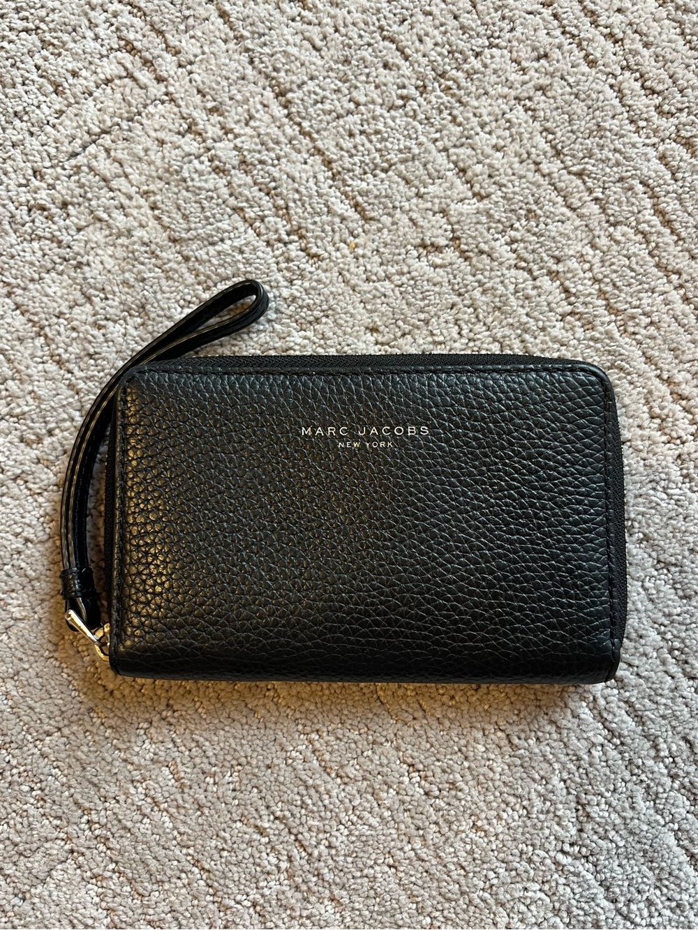 Marc Jacobs Black Pebbled Leather Wristlet Wallet with Strap